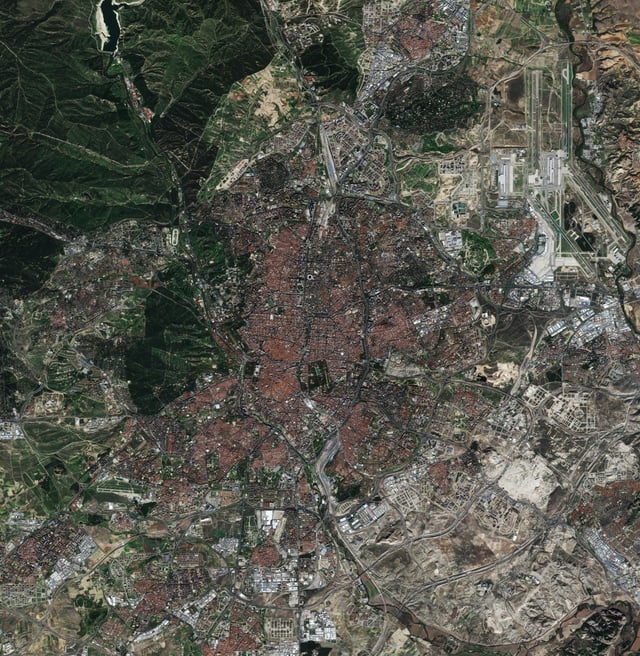 Madrid as seen by the Sentinel-2 satellite in February 2016.