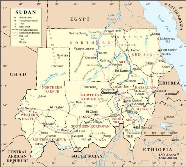 A map of Sudan.