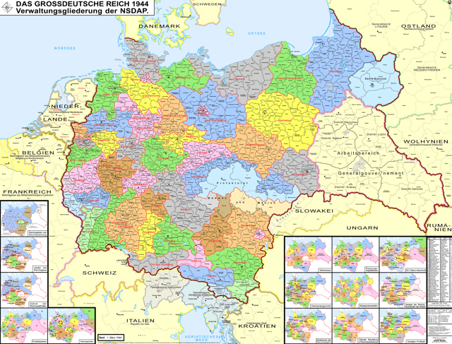 Administrative units of the Nazi Party in 1944