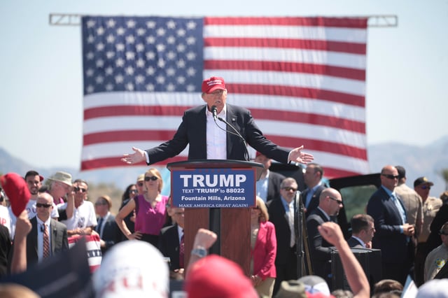 Trump speaks at an Arizona rally in March 2016.
