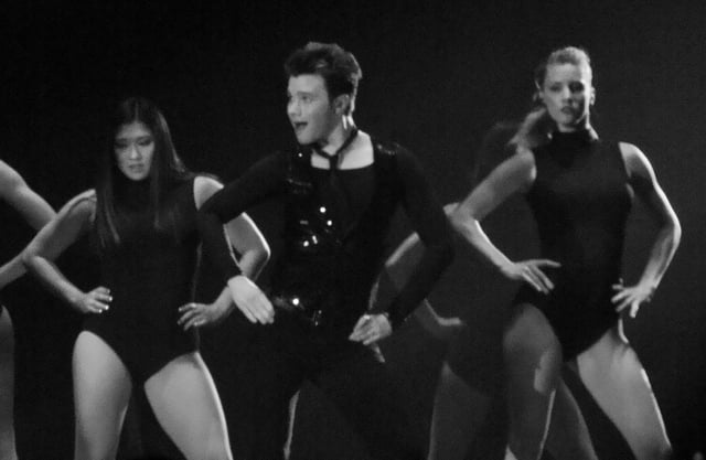 Jenna Ushkowitz, Colfer and Heather Morris during a performance of "Single Ladies" on the tour Glee Live! In Concert! in 2011
