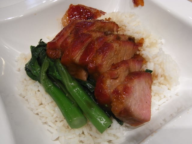Red-colored charsiu is one of the popular ways to prepare pork in Southern China.