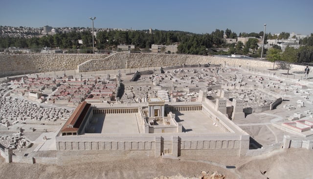 The Holyland Model of Jerusalem Second Temple model, first created in 1966 and since then updated according to advancing archaeological knowledge
