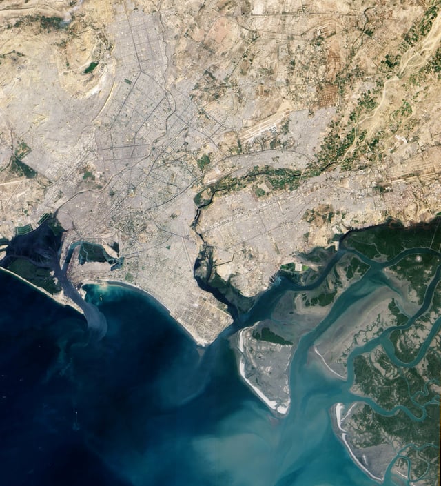 Satellite view of Karachi