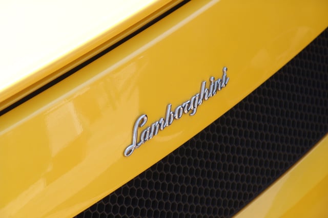 The Lamborghini wordmark, as displayed on the back of its cars