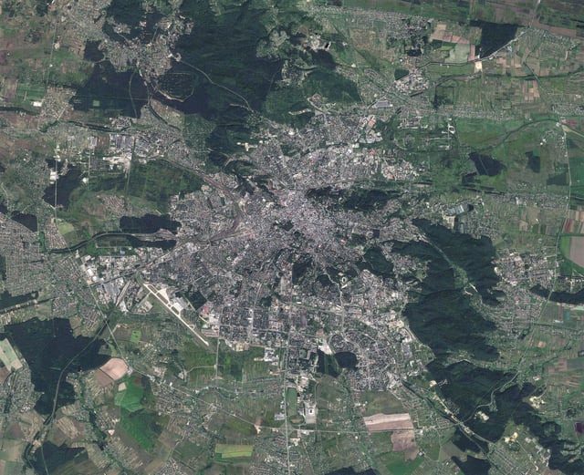 Lviv satellite view (Sentinel-2, 14 August 2017)