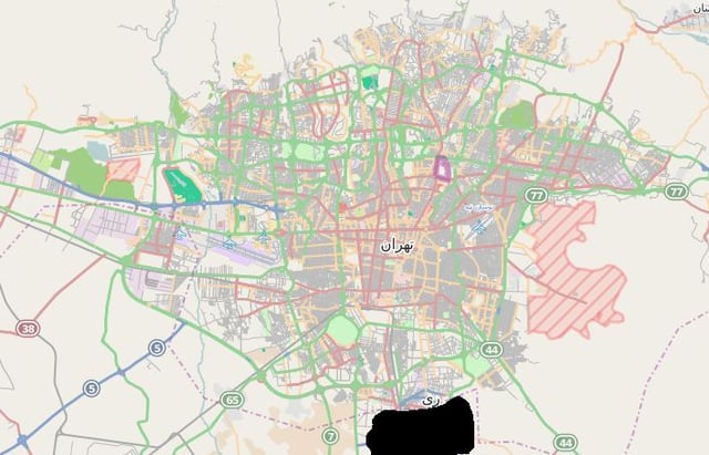 Rey in Tehran map (black). Rey is 20th district of municipal Tehran.