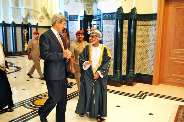 U.S. Secretary of State John Kerry meets with Sultan Qaboos in Muscat, May 2013.