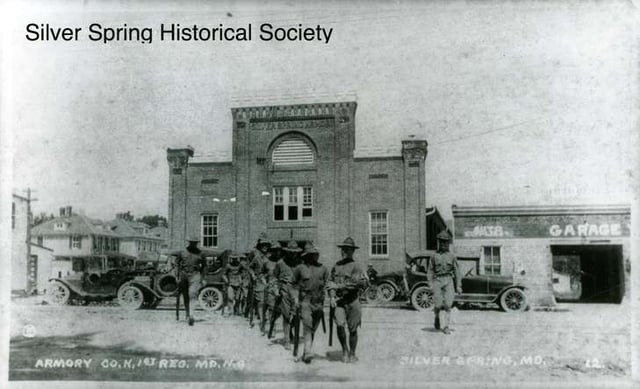 The Silver Spring Armory in 1917, constructed by E. Brooke Lee