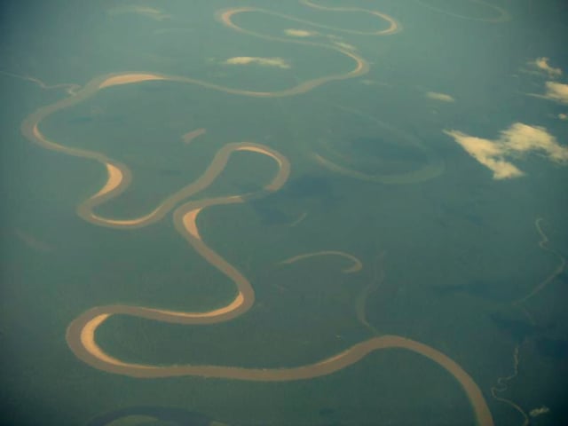 Aerial view of an Amazon tributary
