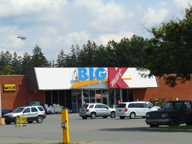 A smaller Big Kmart located in Greenwich, New York in 2017. This store closed in March 2019 along with 79 other Kmart and Sears stores.