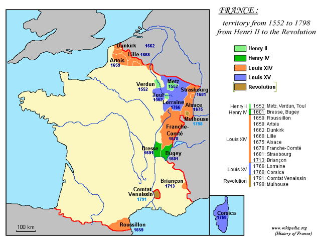 French territorial expansion from 1552 to 1798
