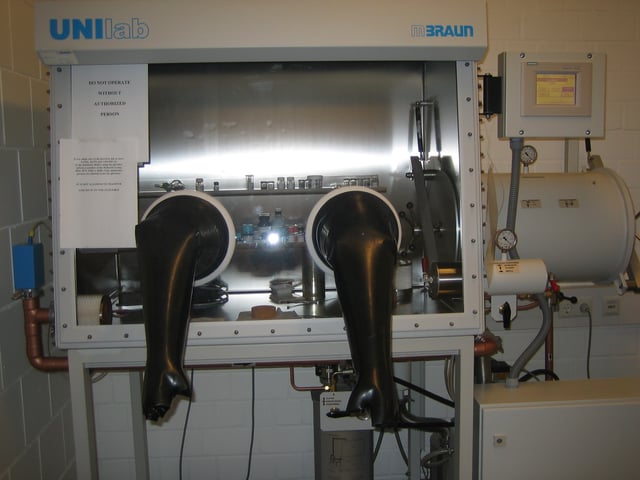 Gloveboxes are often filled with argon, which recirculates over scrubbers to maintain an oxygen-, nitrogen-, and moisture-free atmosphere