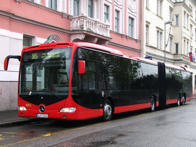 A typical red bus in Bratislava