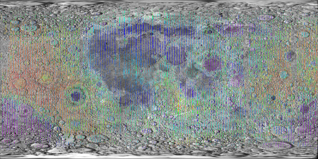 Lidar measurements of lunar topography made by Clementine mission.