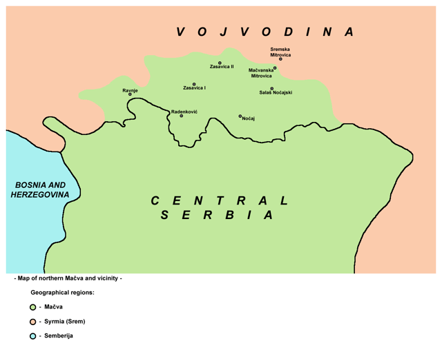 Settlements in northern part of Mačva, which administratively belongs to Vojvodina province