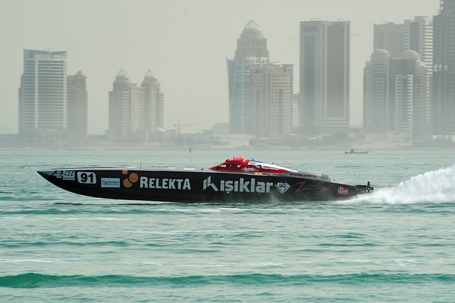 Powerboat races in Doha Bay.