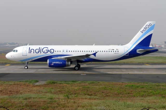 IndiGo uses as an Indigo-sky blue livery as seen on the Airbus A320 aircraft