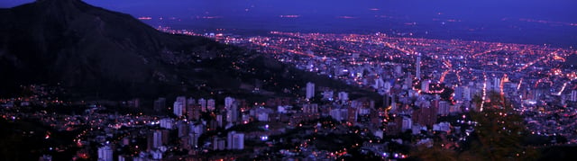 A 2007 panoramic showing Cali, main city in western Colombia.