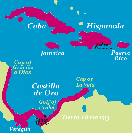 Spanish territories in the New World around 1515