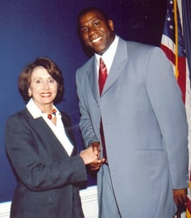 In 2003, Johnson met with Nancy Pelosi to discuss federal assistance for those with AIDS.