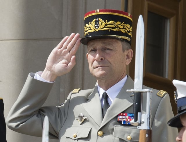 A French military salute by the French general Pierre de Villiers.