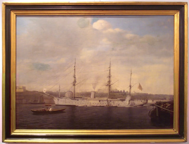 The Japanese Cruiser Kongō in Constantinople, 1891, by Luigi Acquarone (1800-1896).