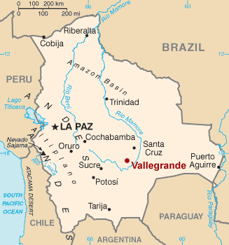 Location of Vallegrande in Bolivia