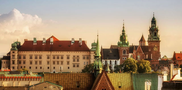 Wawel Castle in Kraków, seat of Polish kings from 1038 until the capital was moved to Warsaw in 1596. The royal residence is an early example of Renaissance architecture in Poland.