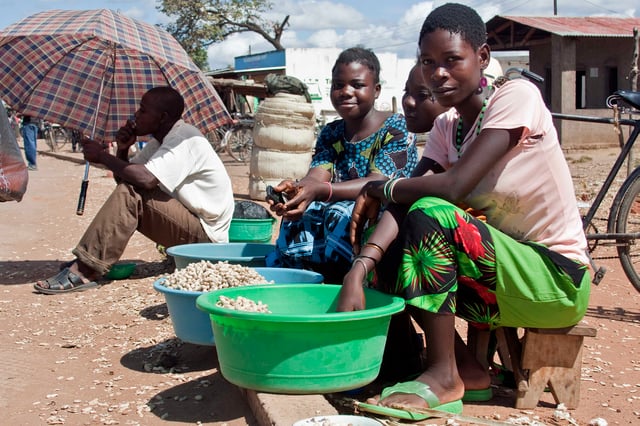 Women in Salima District, Malawi, selling groundnuts