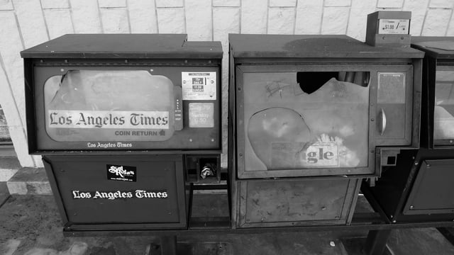 Abandoned Los Angeles Times vending machine in Covina, California, in 2011