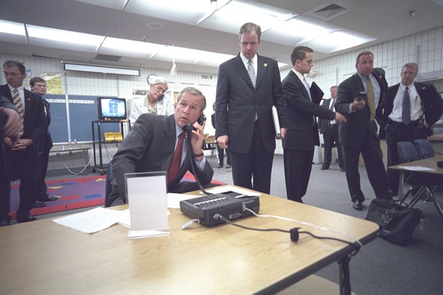 George W. Bush gets a briefing on the attacks.