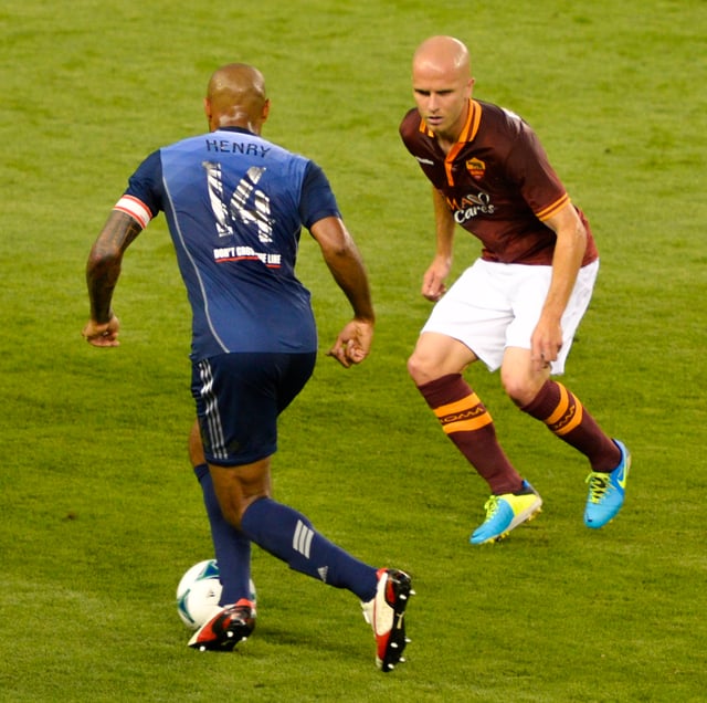 Henry attacking for the MLS All Stars in July 2013.