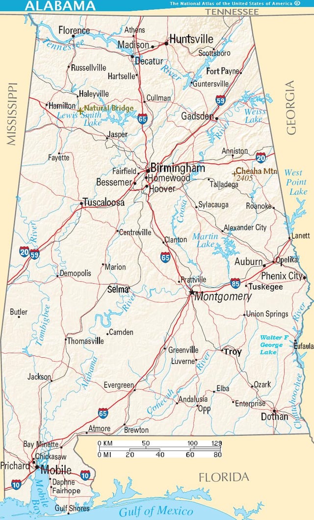 A general map of Alabama