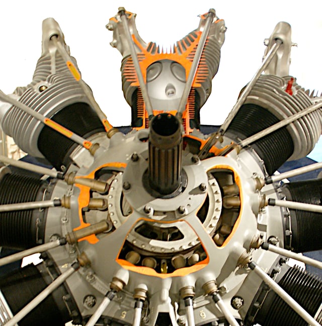 R-1690 with chamber walls cut away to show internal workings