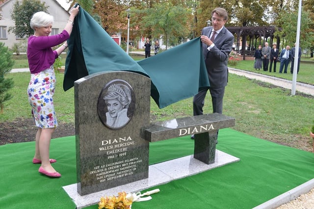 Unveiling of a memorial to Diana in Örményes, Jász-Nagykun-Szolnok, Hungary
