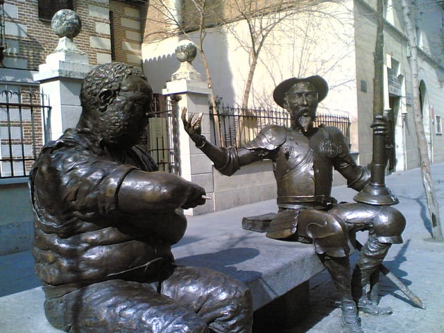 Statues of Don Quixote and Sancho Panza outside Cervantes' birthplace