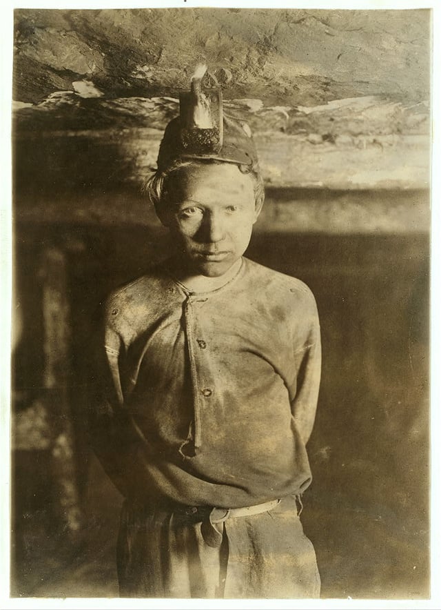 Child labor in the coal mines of West Virginia, 1908, by Lewis Hine