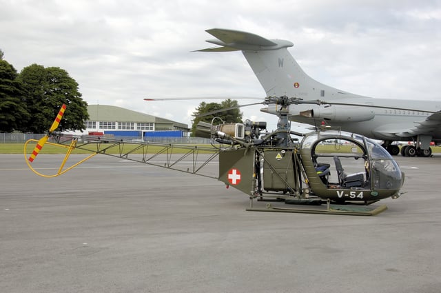 Am Alouette SE.3130 II, formerly V-54 of the Swiss Air Force, now on the UK civil register as G-BVSD. It was built in 1964.