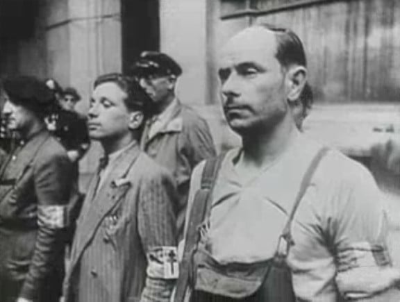 French resistance fighters in Paris at the Hotel de Ville, 1944.