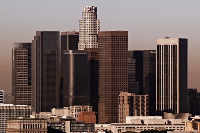 The modern skyline of Los Angeles resulted from the termination of severe height restrictions in 1957