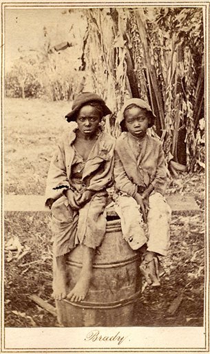 A circa 1870 photograph of two children who were likely recently emancipated