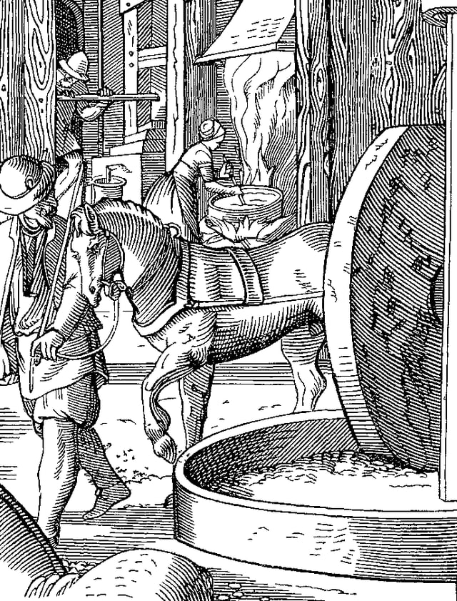 The Manufacture of Oil, 16th century engraving by Jost Amman