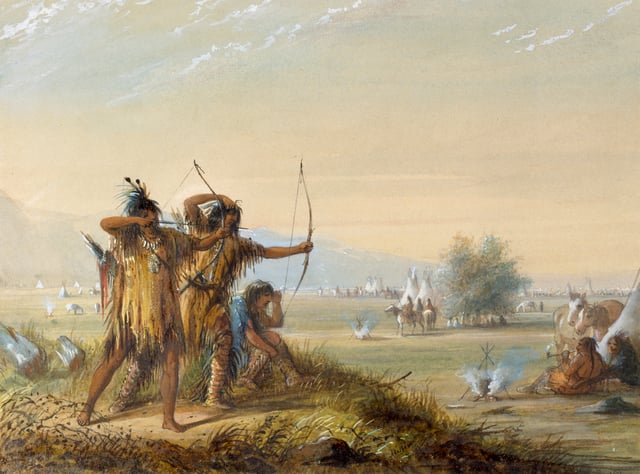 Snake Indians - testing bows, circa 1837 by Alfred Jacob Miller, the Walters Art Museum