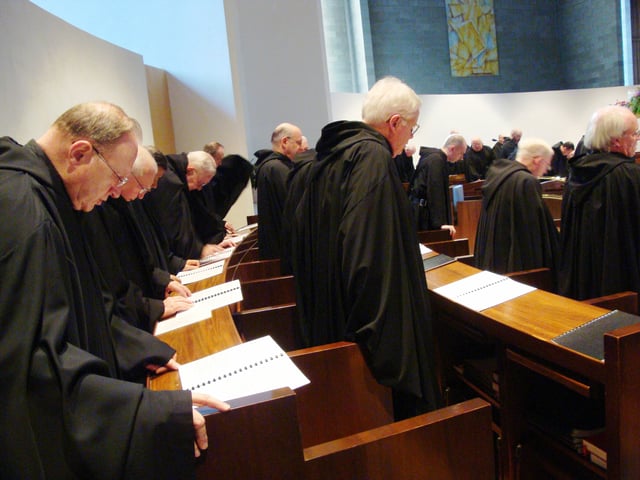 Benedictine monks singing Vespers on Holy Saturday in Morristown, New Jersey, U.S.