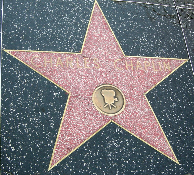 Chaplin's star on the Hollywood Walk of Fame, located at 6755 Hollywood Boulevard. Although the project started in 1958, Chaplin only received his star in 1970 because of his political views.
