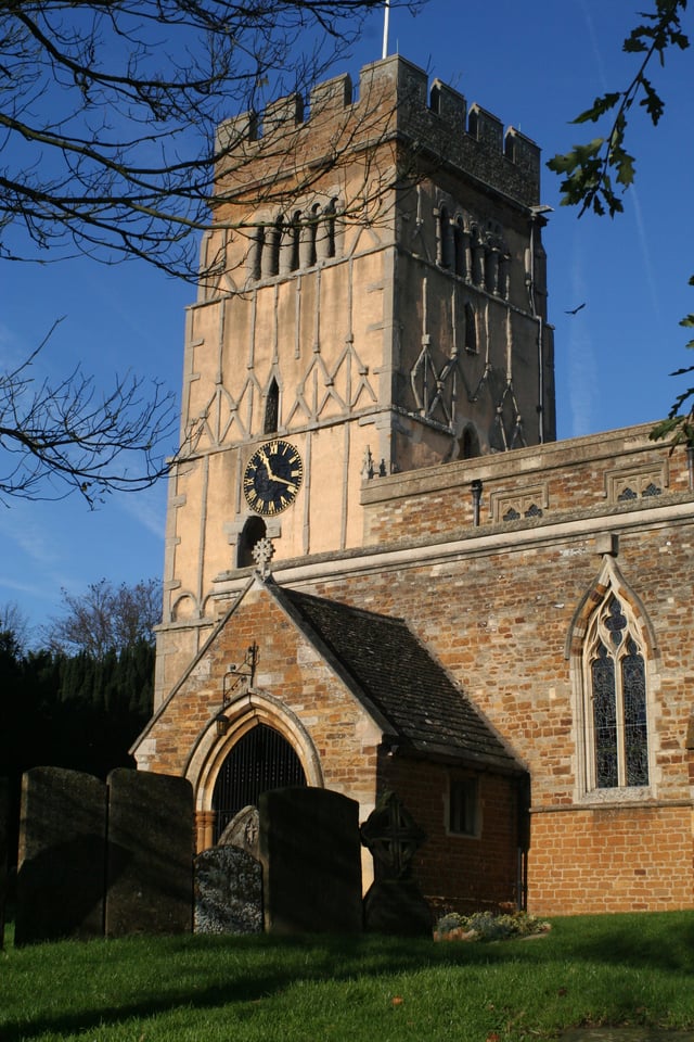 Distinctive Anglo-Saxon pilaster strips on the tower of All Saints' Church, Earls Barton