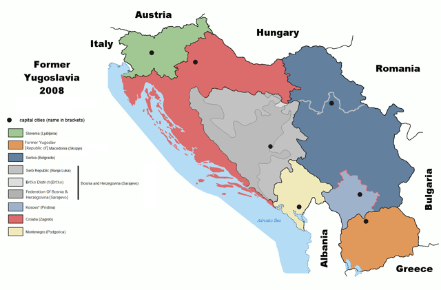 State entities on the former territory of Yugoslavia, 2008