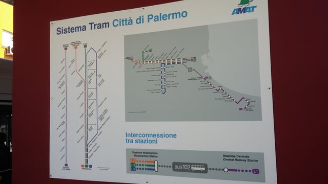 Palermo, AMAT tramway system map