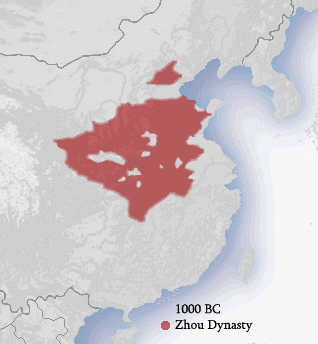 The approximate territory of the Zhou dynasty in China.
